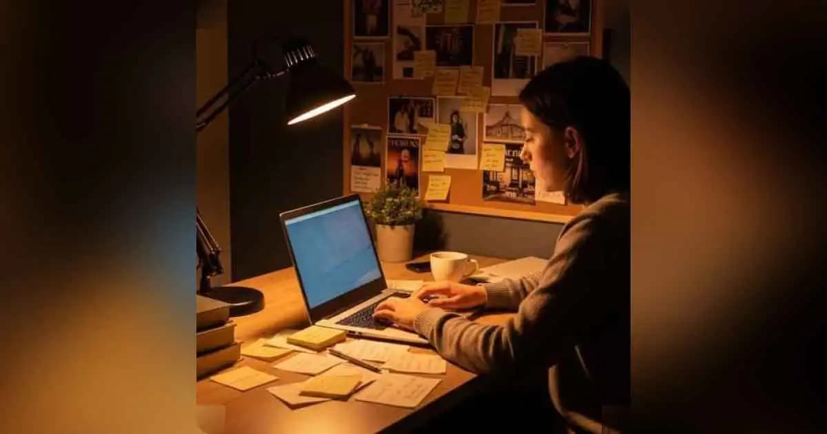 Person working on a laptop at night building a side hustle into a side business